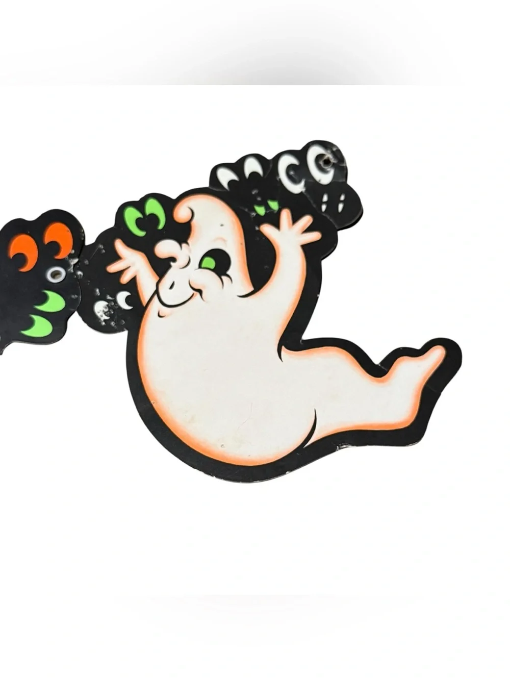 Vintage 1981 Beistle Happy Halloween Streamer Ghost Bones Die Cut Decor 80s